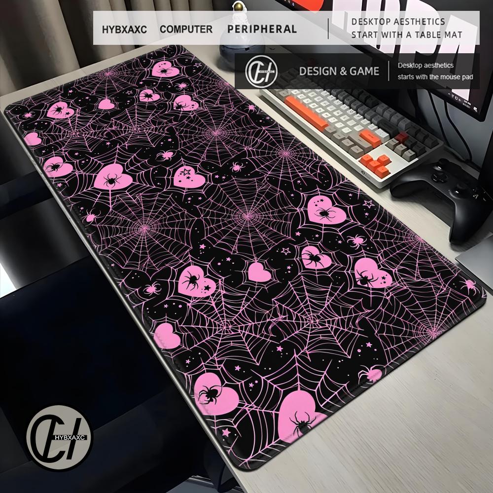 Office Of Tech - 90x40 Weiße oder Rosa Spinnennetz-Herzen Schreibtischunterlage