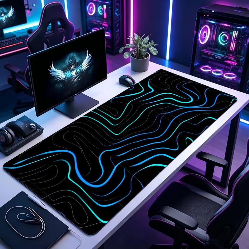 Office Of Tech - Großes XXL Gaming-Mauspad Schreibtischunterlage Tastaturmatte Cyan