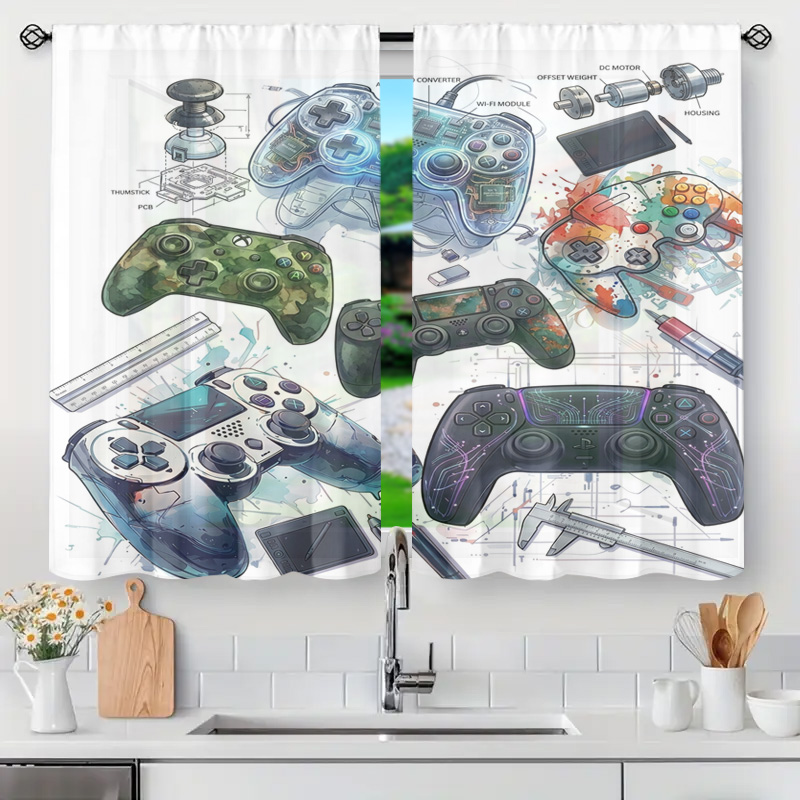 Office Tech Room - Blueprint Game Controller Schaltplan Vorhangpaneel Gamer-Raumdekoration